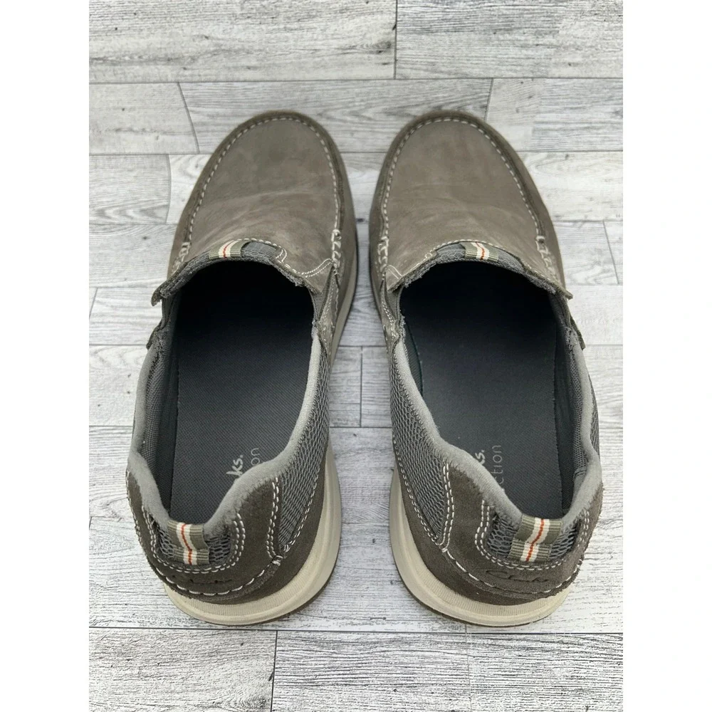 Clarks Collection Mens Grey Nubuck Slip On Loafers Size‎ 12 W Ultimate Comfort